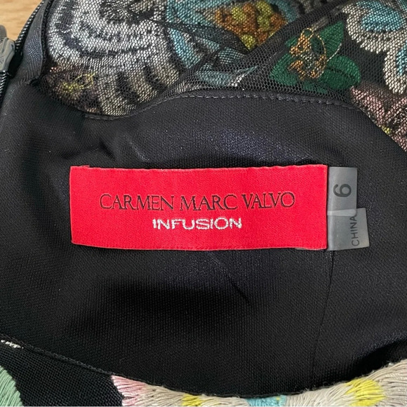 Carmen Marc Valvo Multi-colored Floral Embroidered Sheath Dress 29710 - Picture 12 of 16